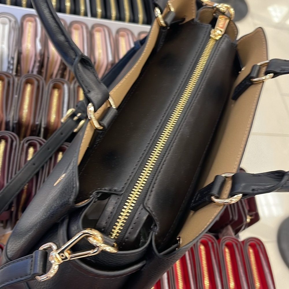Michael Kors Mercer Lg Top-Zip Belted Satchel Crossbody CZip Bag Purse 
Black - Picture 5 of 16